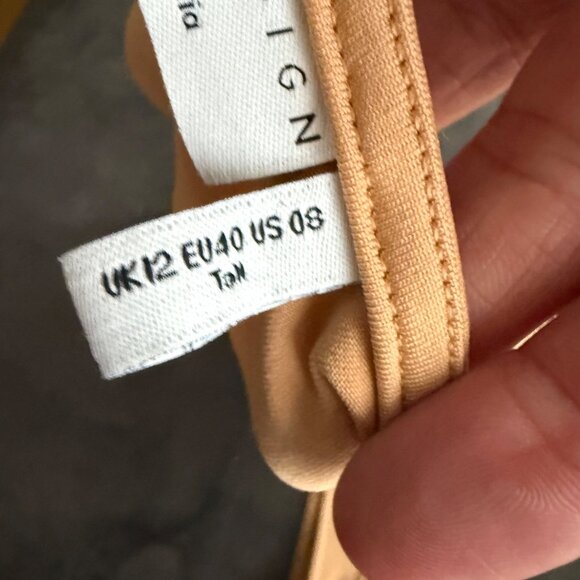 Asos Design Tan Lace-Up Cutout Bodysuit Size M/L Made In Bulgaria - Picture 5 of 7